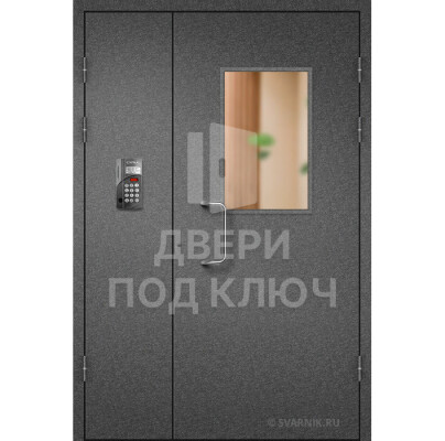 Подъездная дверь со стеклом и домофоном ДПК-13719